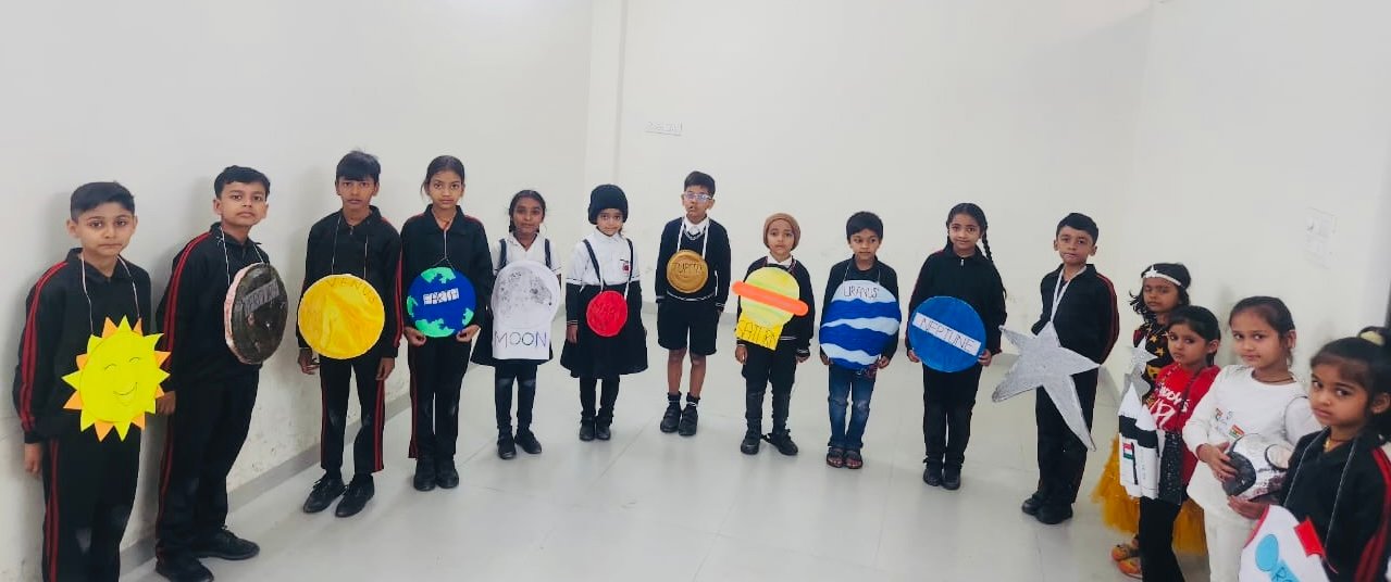 Solar System Activity - Students wearing planet cutouts around their necks